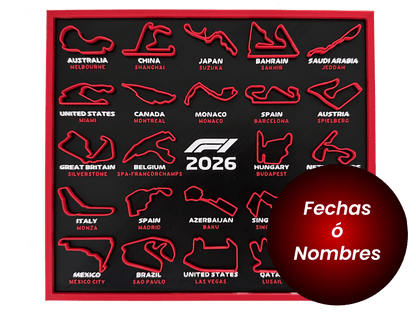 Calendario F1 2026 impreso en 3D | Circuitos Fórmula 1 - Prinx 3D