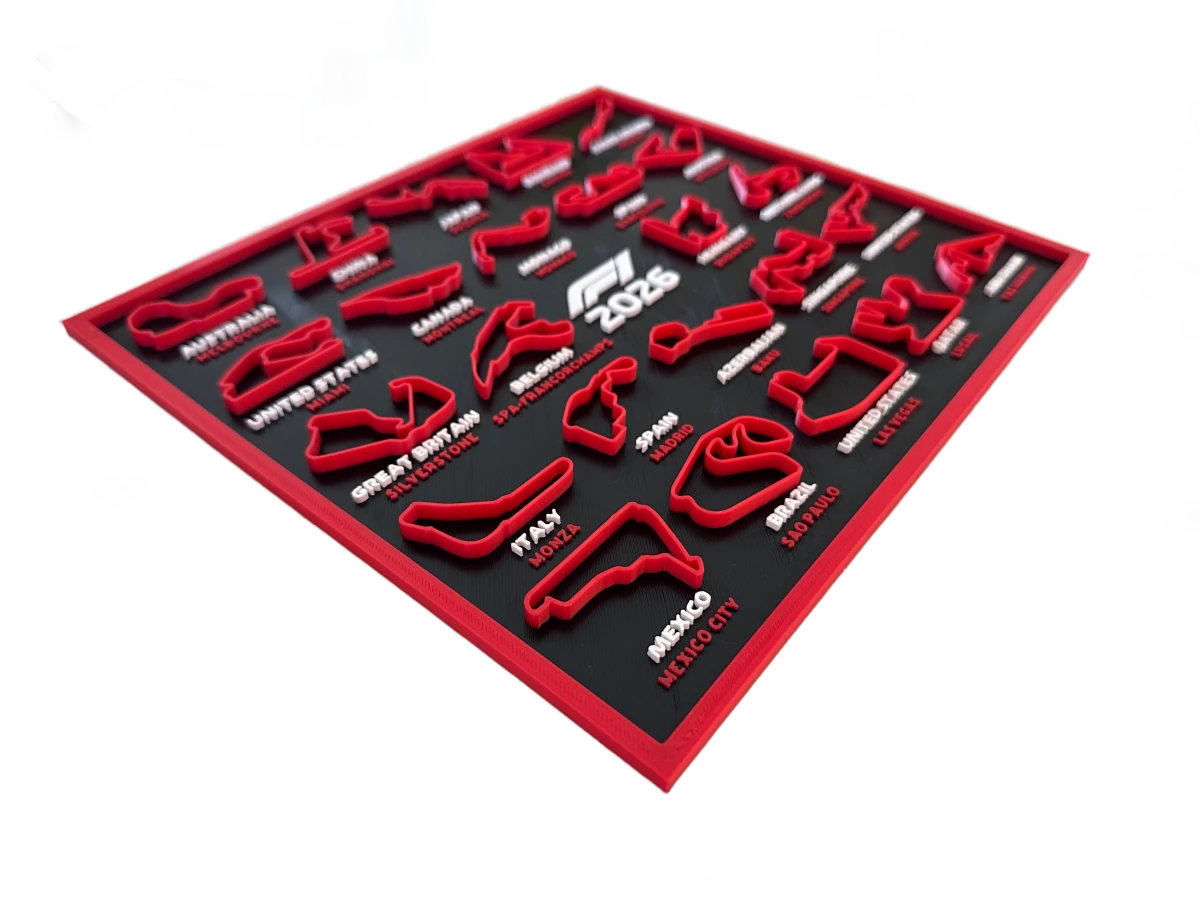 Calendario F1 2026 impreso en 3D | Circuitos Fórmula 1 - Prinx 3D
