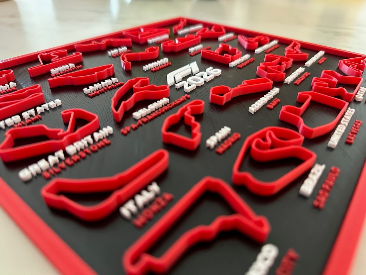 Calendario F1 2026 impreso en 3D | Circuitos Fórmula 1 - Prinx 3D